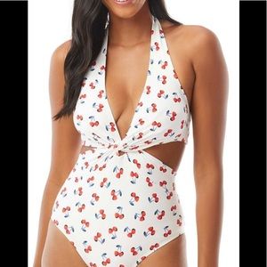 kate spade White Cherry Halter One-Piece Swimsuit